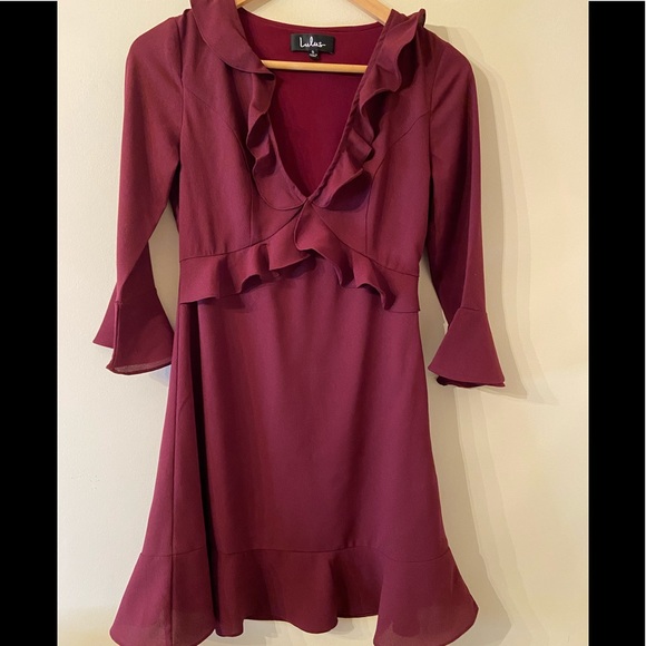 Lulu’s Dress Size S Plum Purple Ruffled - Picture 1 of 9